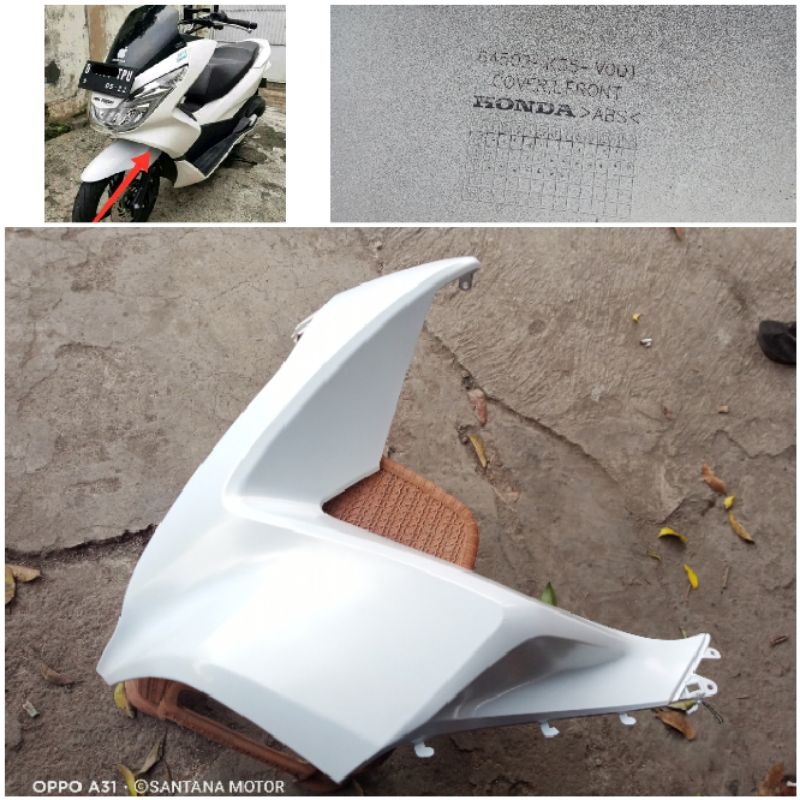 cover tebeng sayap depan samping kiri PCX 150 CBU LED Thailand / vietnam k35 2014-2017 warna putih o