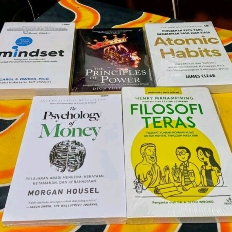 

paket 5 buku filosofi teras atomic habits psychology of money the principles of power