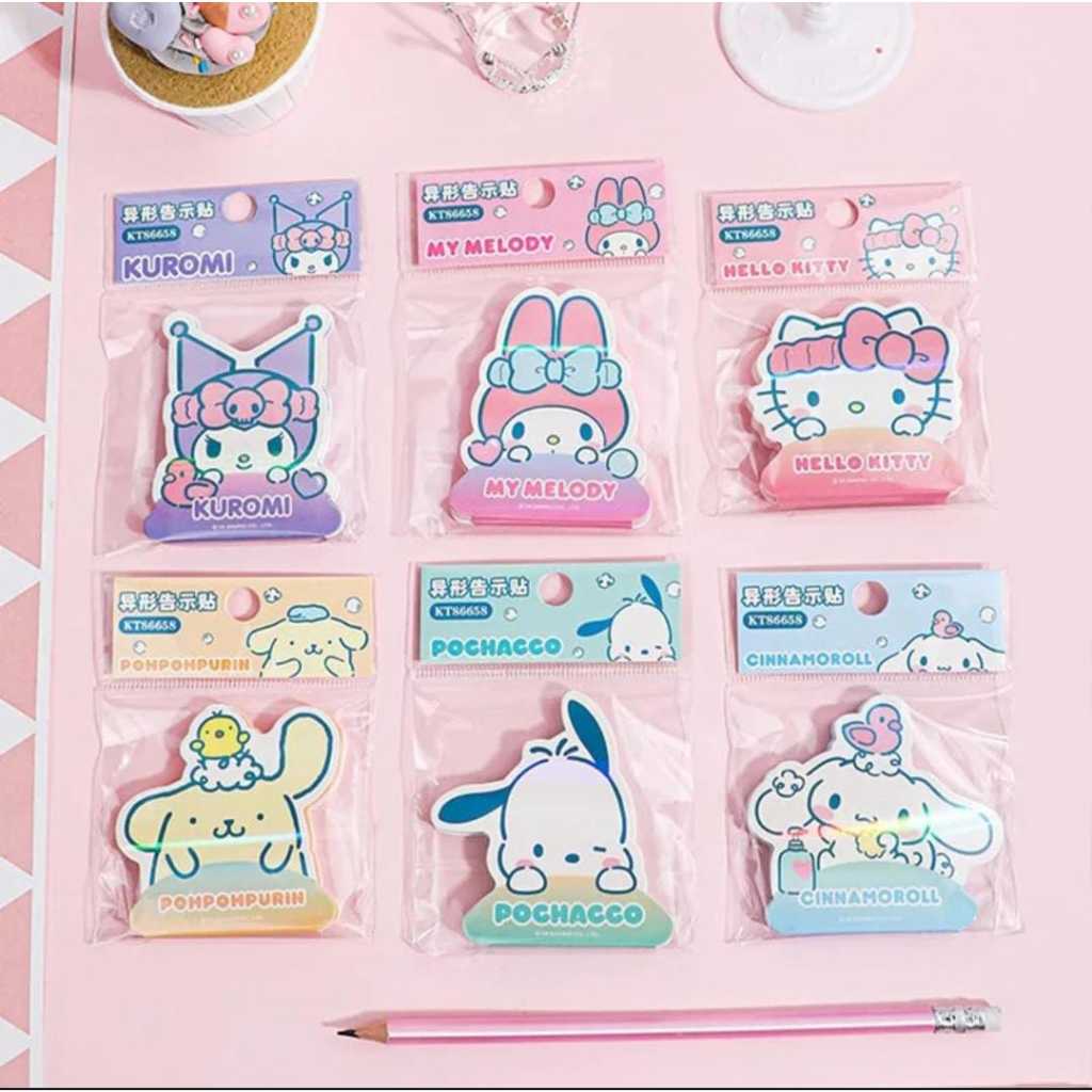 

NOTE MINI ORI SANRIO CINAMOROLL KUROMI MELODY KT 86658 L 5CM XP 6CM ISI 50 LBR