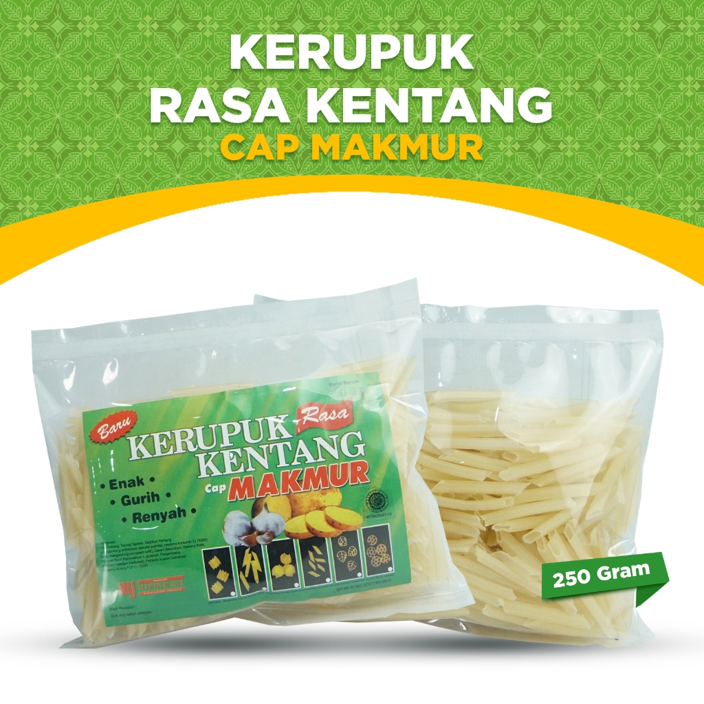 

KERUPUK MENTAH CAP MAKMUR, KERUPUK RASA KENTANG RENYAH GURIH TANPA DIJEMUR