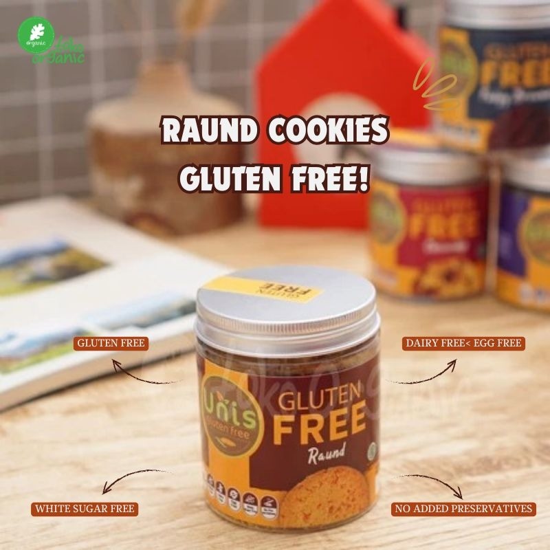 

Unis Gluten Free Raund Cookies in Jar Cookies tanpa Bahan Pengawet, Dairy Free - 88gr