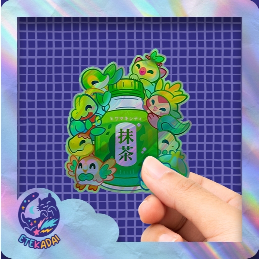 

Stiker Hologram Anime Game Green Pokemon Drink