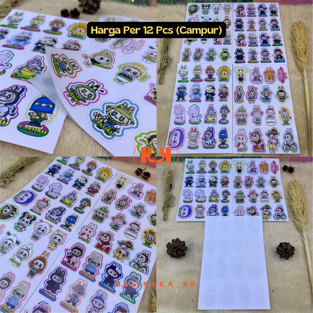 

(12 LEMBAR) STICKER MINI KARAKTER KARTUN LABUBU / STIKER BUKU LABUBU / STIKER MOTIF LABUBU