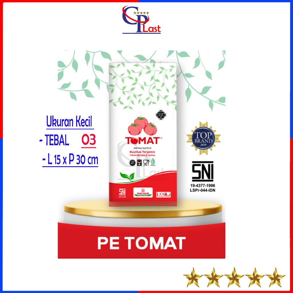 Plastik PE Tomat Uk 15x30 cm 03 / Plastik Elastis 15 x 30 cm Kecil / Tebal 03 -  Kantong Snack - Min