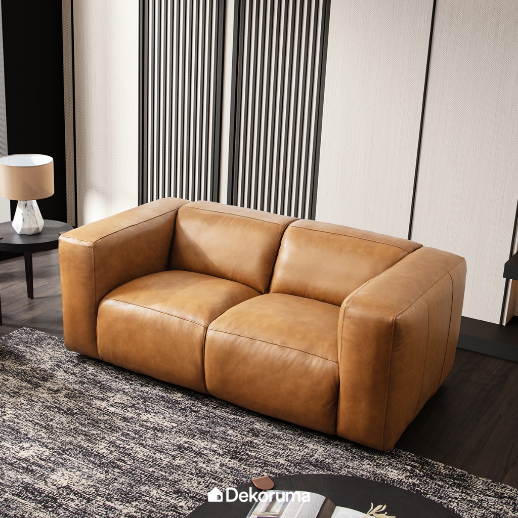 Dekoruma Tenzo OWEN Sofa 2 Seater Leather / Sofa Kulit 2 Dudukan