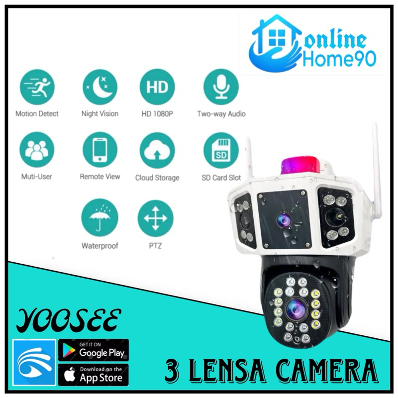 IP CAMERA CCTV [3 Lensa] Apk Yoosee Waterproof 1080MP-Wifi Alarm