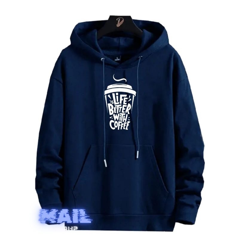 Hoodie flecce pria keren kece sweater Life better