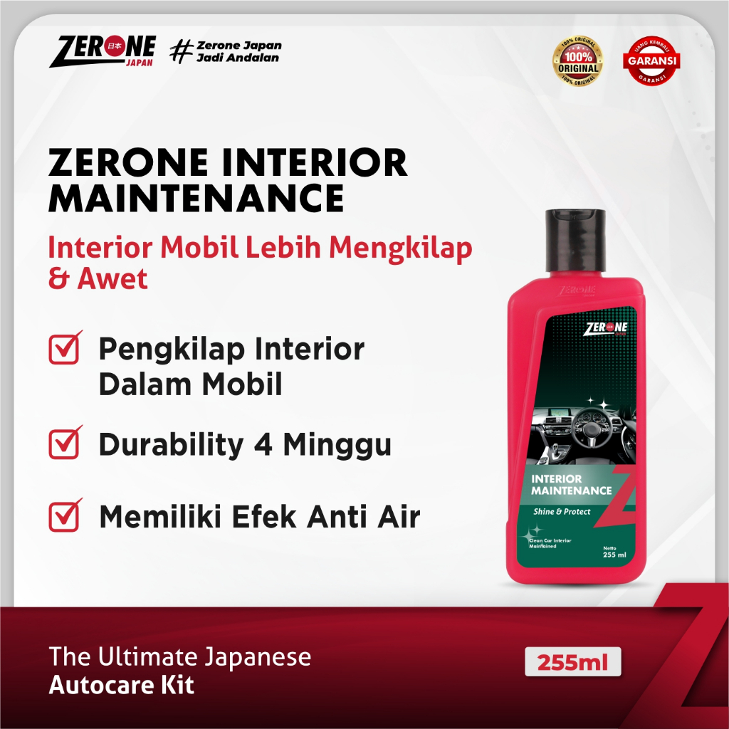 Zerone Japan Interior Maintenance 255 ml Pengkilap Dashboard Mobil Kit Interior Mobil