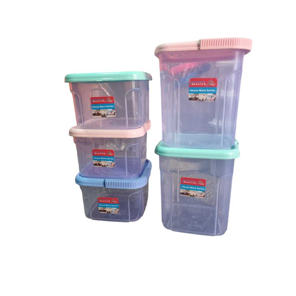 6-12 pcs Alexis Toples Plastik 600ml - 1000ml Tempat Penyimpanan Kue Bumbu Cemilan Wadah snak Toples