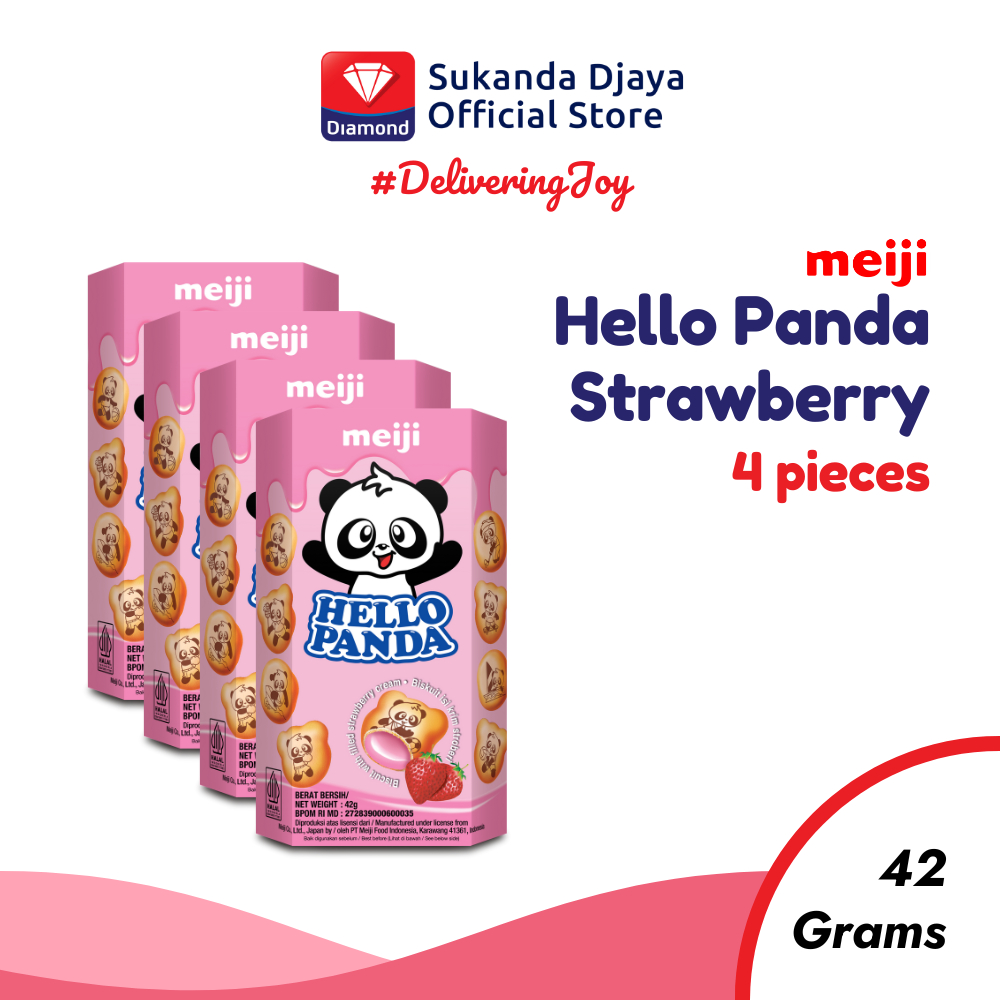 

Meiji Hello Panda Biskuit Strawberry Snack Ringan 42 Gr (4 pcs)