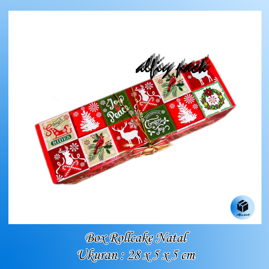 

1pack isi 5pcs BOX ROLL CAKE CHRISTMAS 25X8X8 CM KOTAK KUE BOLU GULUNG DUS KEMASAN ROLLCAKE NATAL