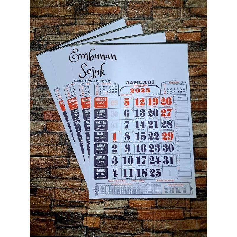 

Kalender Kerja Kecil Arab Jadwal Produk BO 2025 [ 32cm x 48cm ] Kertas HVS