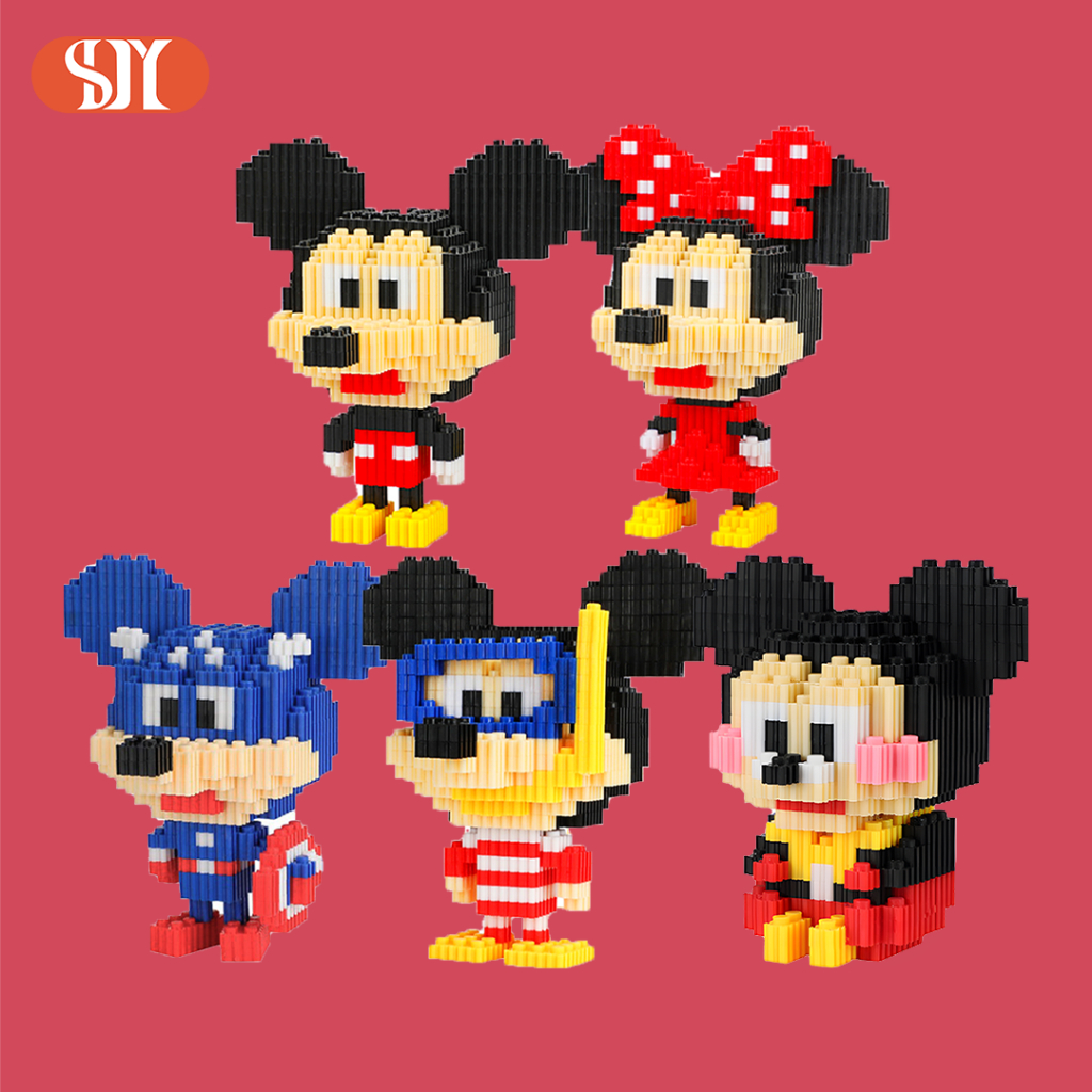Nano Blocks Bricks Disney Mickey & Minnie Mouse Mini 3D Model Mainan Balok Susun Mainan Edukasi