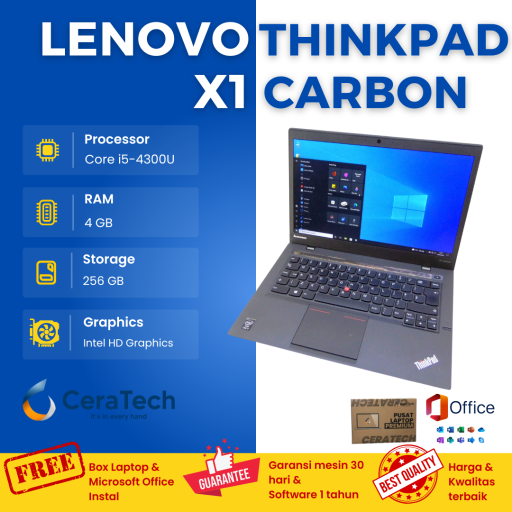 LAPTOP Lenovo X1 carbon 2nd - Intel core i5 - Ram 4 ssd 256gb - Second original - Touchbar