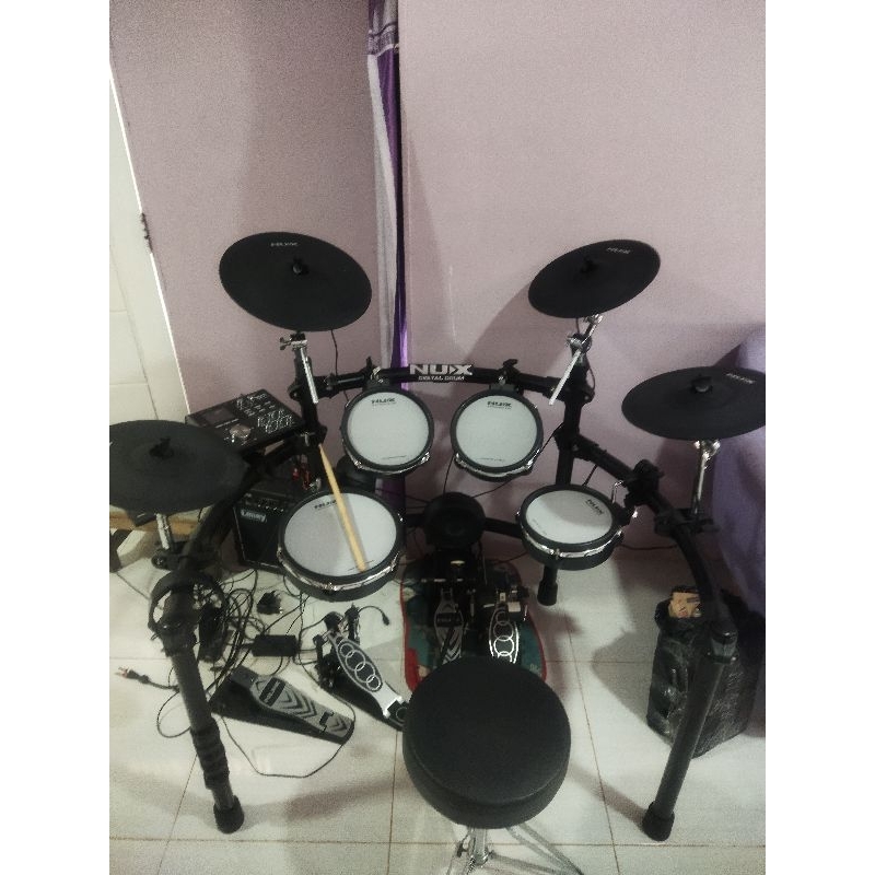 Drum elektrik Nux dm7x + double pedal + 1 tom 8"