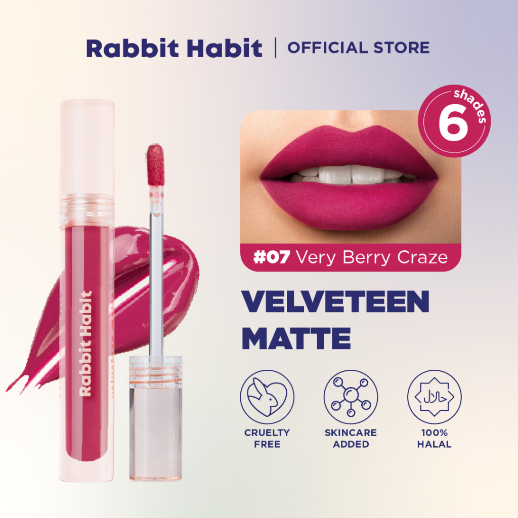 Rabbit Habit Velveteen Matte #07 Very Berry Craze – Bold Berry Matte Lip Cream for a Striking Look