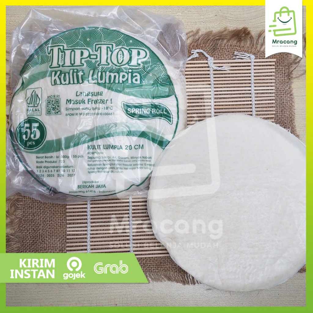 

Kulit Lumpia Spring Roll 20cm merk Tip Top - Berat 500gr isi 55pcs