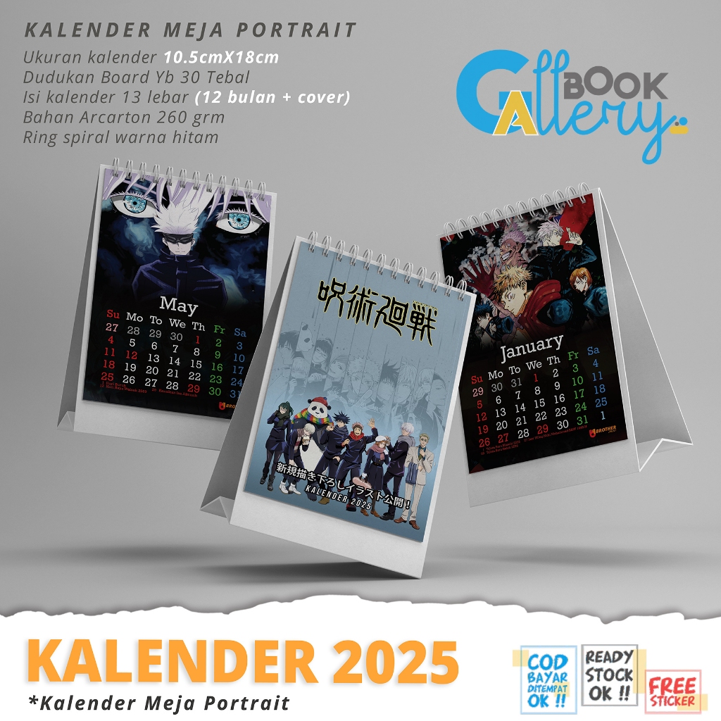 

Kalender Meja dan Kalender Dinding Murah Tahun 2025 Anime JUJUTSU KAISEN,Special edition Free Stiker