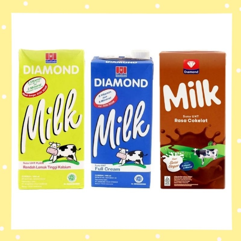 

Diamond Susu UHT Full Cream, Cokelat, Low Fat High Calcium 1 Liter