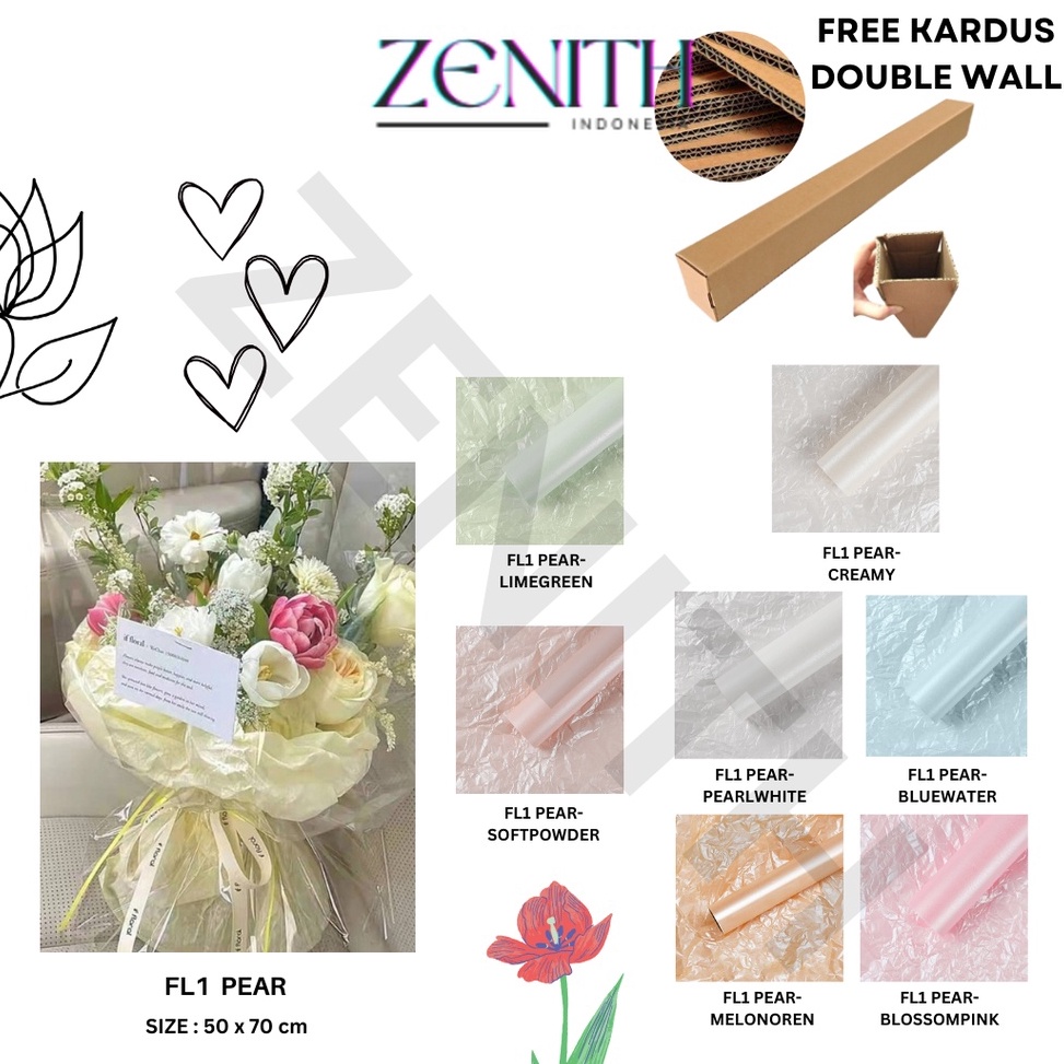

Super Trending Zenith 5 LEMBAR FL1 PEARLESCENT Kertas Bunga Buket Waterproof Color Kertas Buket Bunga Florist Cellophane