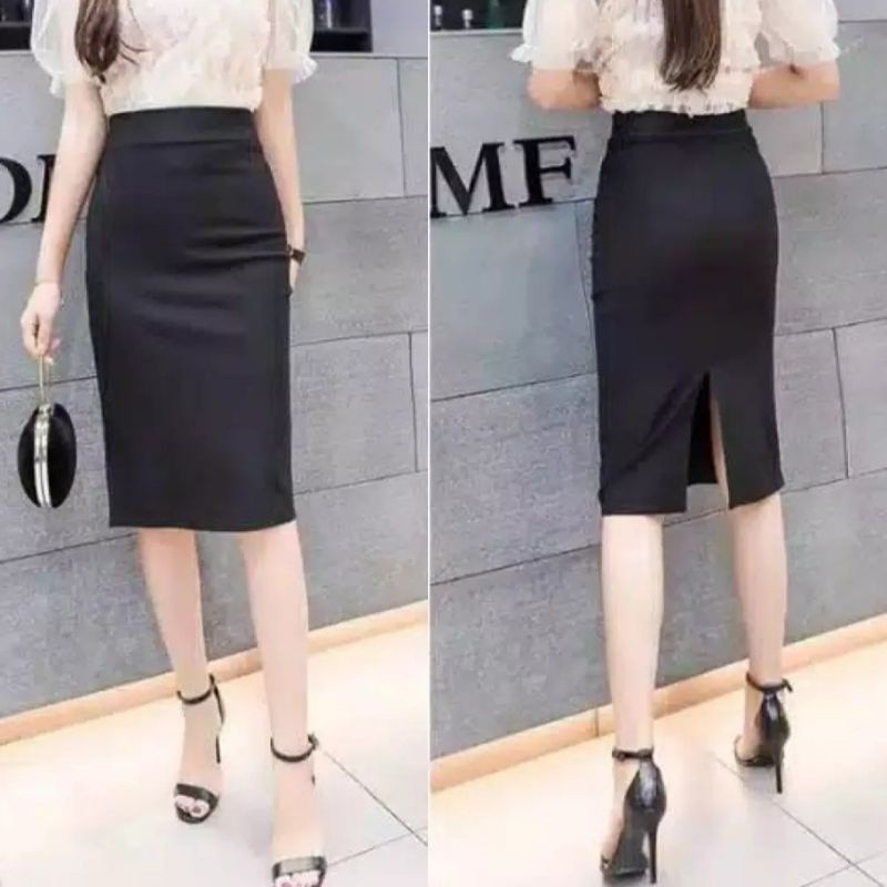 ROK SPAN PENDEK 7/8 BELAHAN BELAKANG SCUBA / ROK KERJA