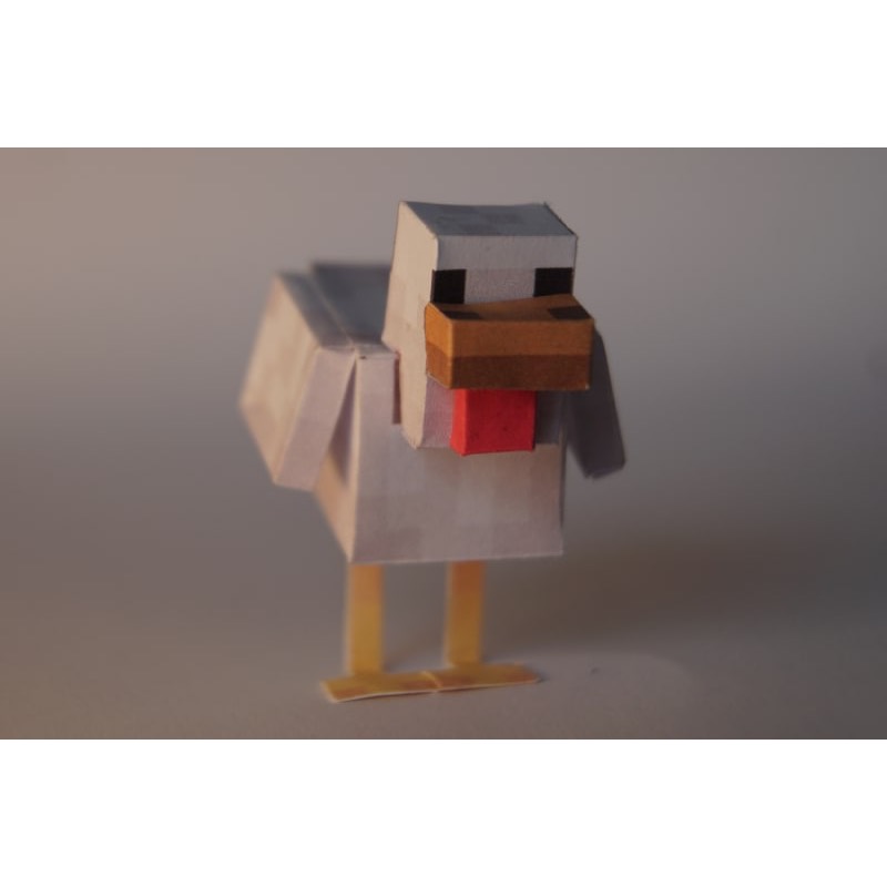 Papercraft Minecraft Hewan Ayam Lembaran Pola, Sudah Digunting, atau Sudah Jadi | Dekorasi Mainan Ko