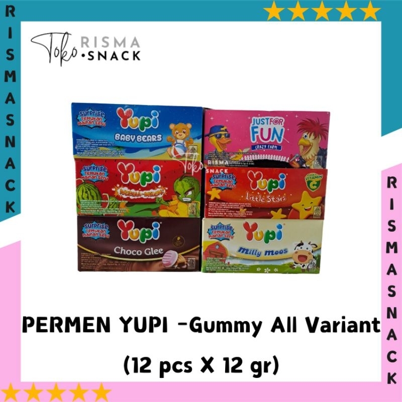 

Permen Yupi Gummy Lunak All Variant Assorted kemasan (24pcs x 6gr) / (12pcs x 12gr)