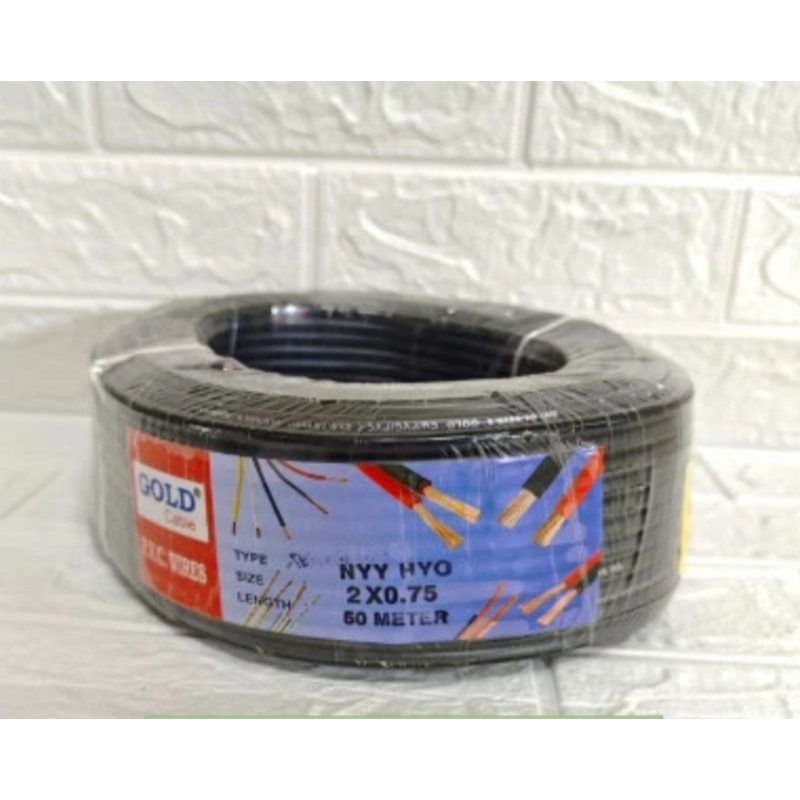 Kabel GOLD serabut NYMHYO Hitam 2x0.75 / 2x1.5 Per Meter