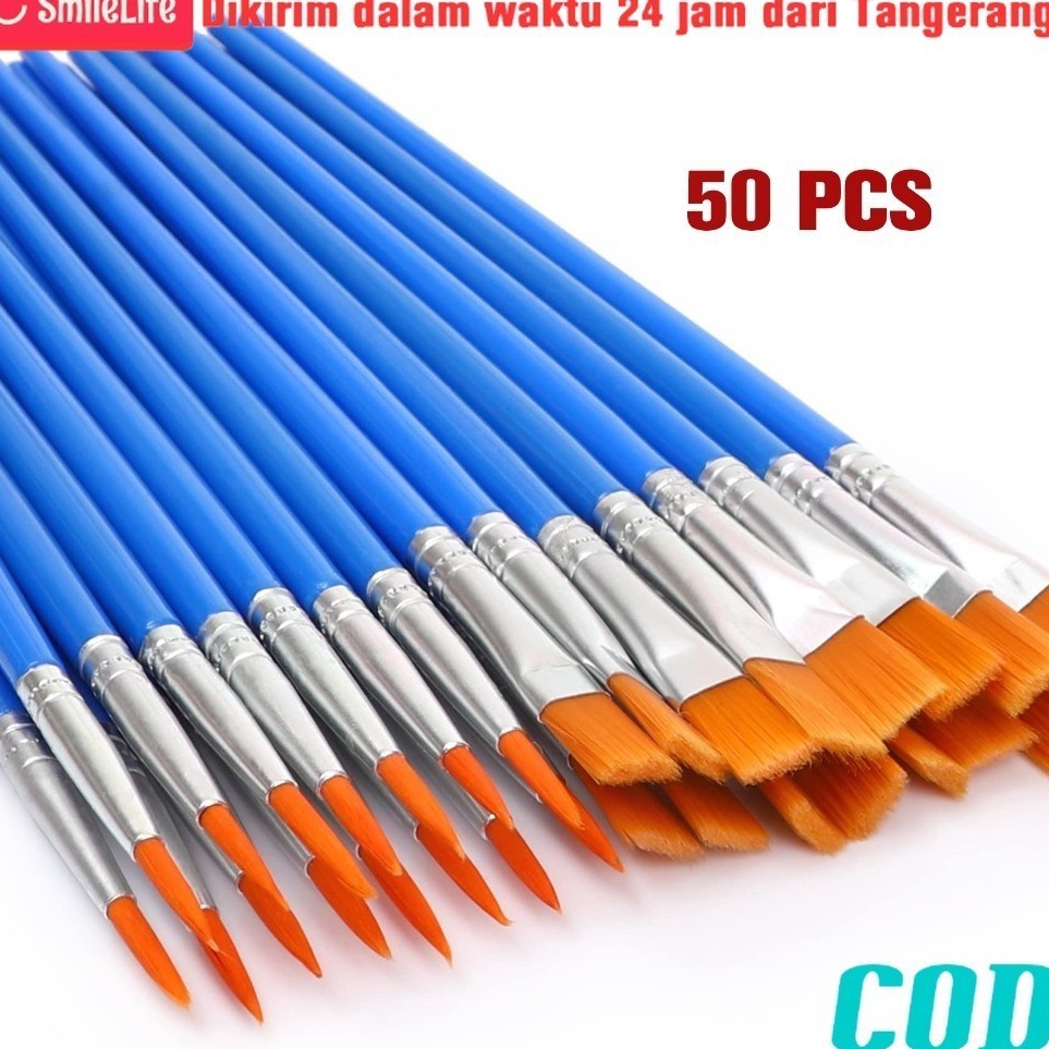

Grosir Favorit 5PCS Kuas Lukis Cat Air Kuas Lukis Akrilik BrushPointed Dan FlatArtist Paint Brush Nilon