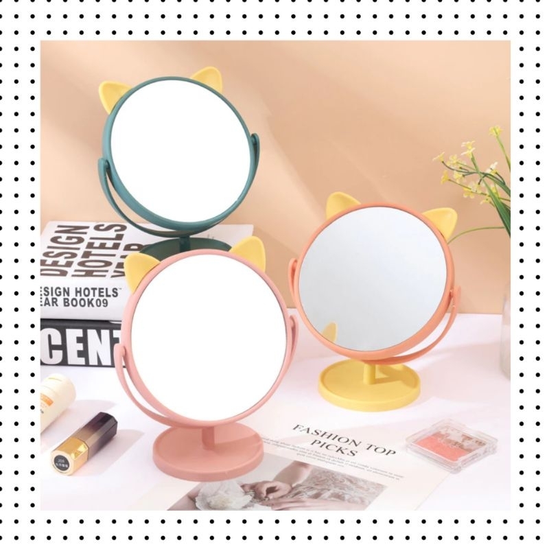 nc21 - Cermin Make Up Motif Telinga Kucing Rusa Dan Kelinci  Standing Mirror Make