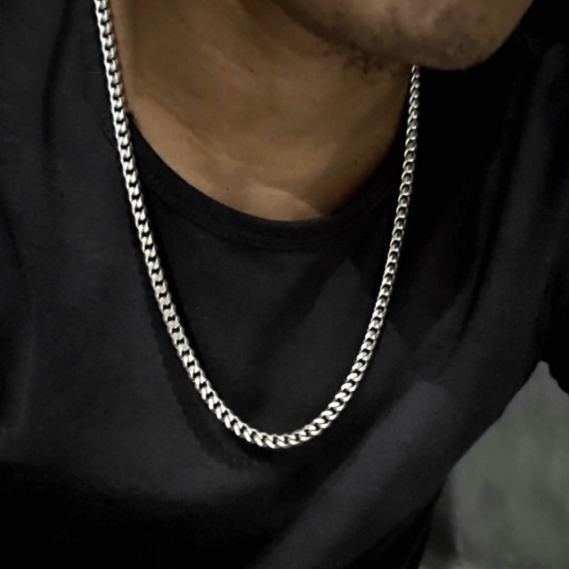 Kalung Pria Rantai Titanium Silver Perak 316L Original Anti Karat ( 1136 )