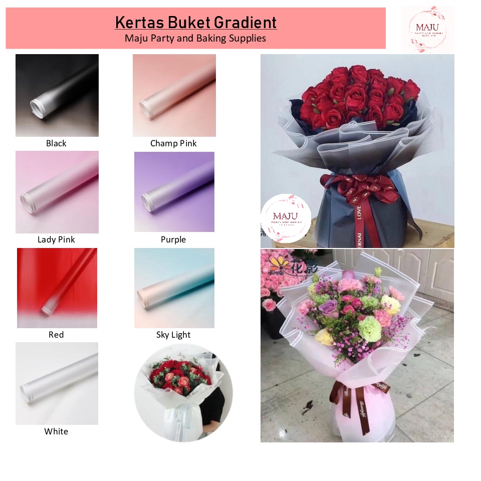

Promo Sekarang 2 lembar Kertas Buket Gradient Flower Wrapping Gradient Kertas Bunga Flower Paper Cellophane Paper