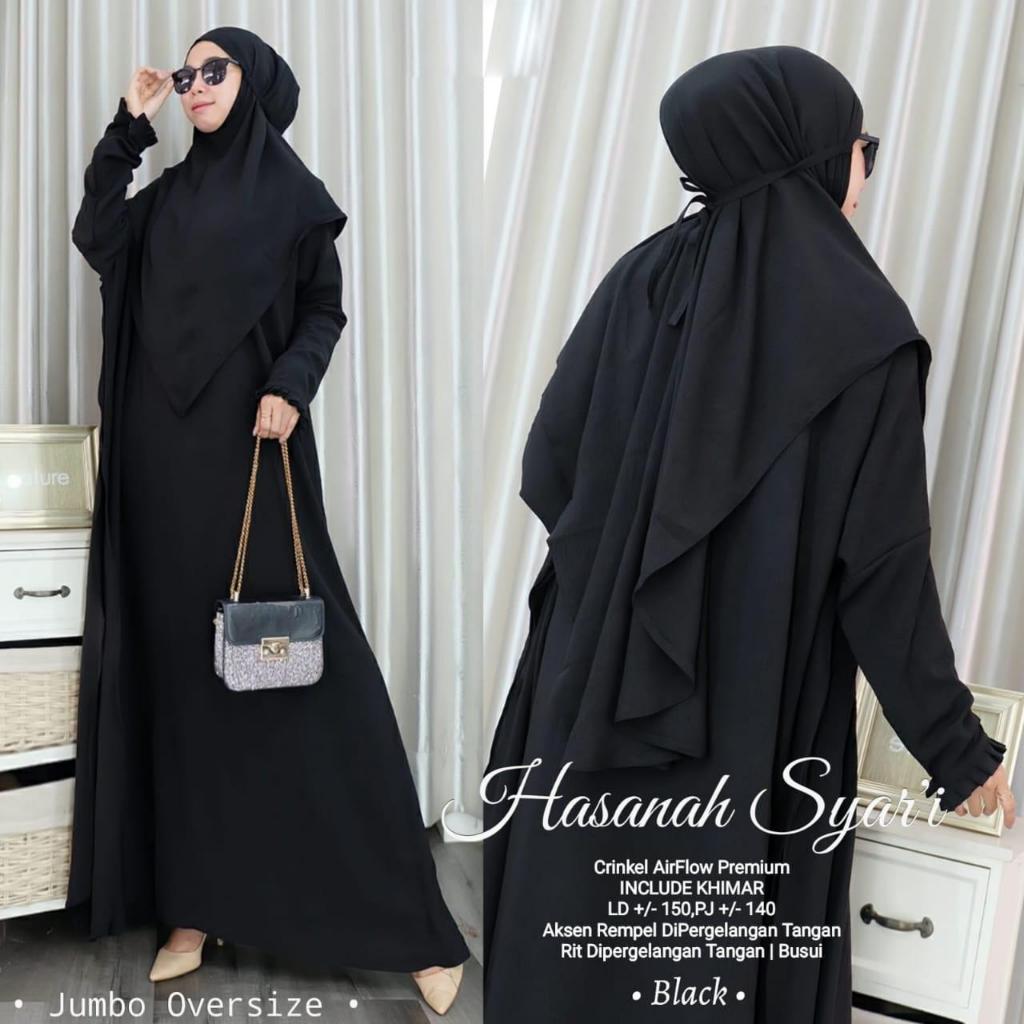 BAJU WANITA GAMIS SETELAN HASANAH SYAR'I SET KHIMAR [PREMIUM] TERBARU