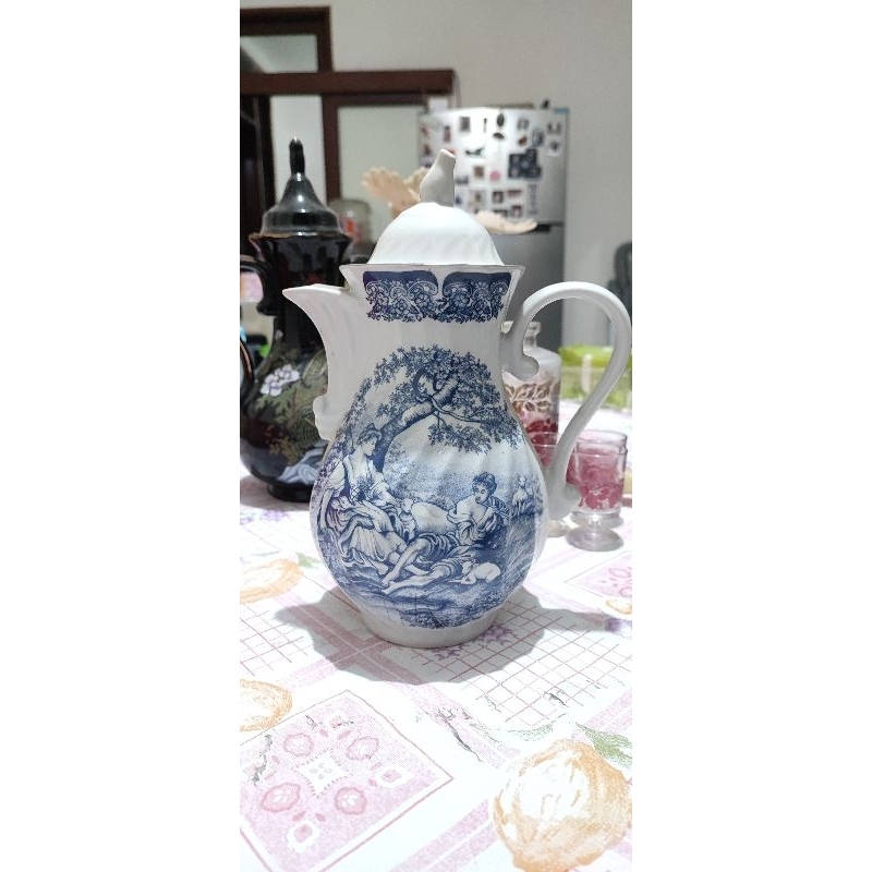 Teapot teko teh warna biru size besar motif classic vintage cassablanca. Gelas kaca fashion warna pu