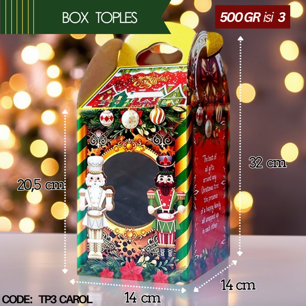 

Box Packaging Christmas / Paperbag 3 Toples Kue Kering 500gr Natal