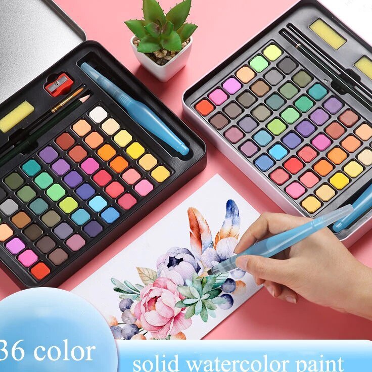 

Murah Premium Cat Air 3648 Warna Watercolor Set Alat Cat Air termasuk kuas dan kertas gambar Watercolour Water color Melukis Alat Lukis solid watercolor