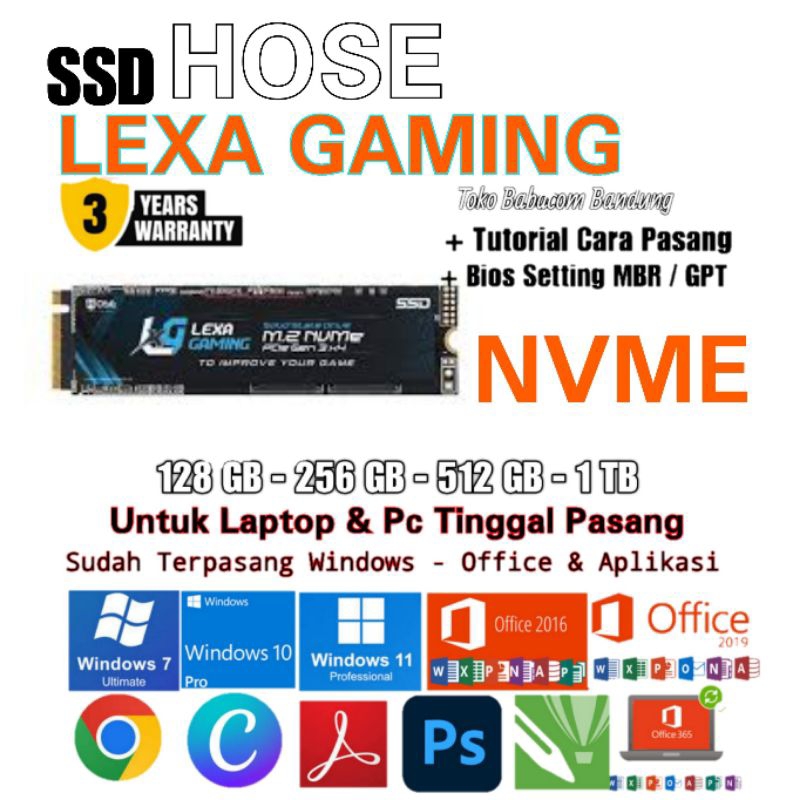 UPGRADE SSD LAPTOP - SSD HOSE LEXA GAMING NVME + Windows + Office + Aplikasi