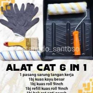 Super Kualitas  Paket bak 6 in 1 kuas roll 9inch kuas 5inch refill sarung tangan rajut 3 benang pera