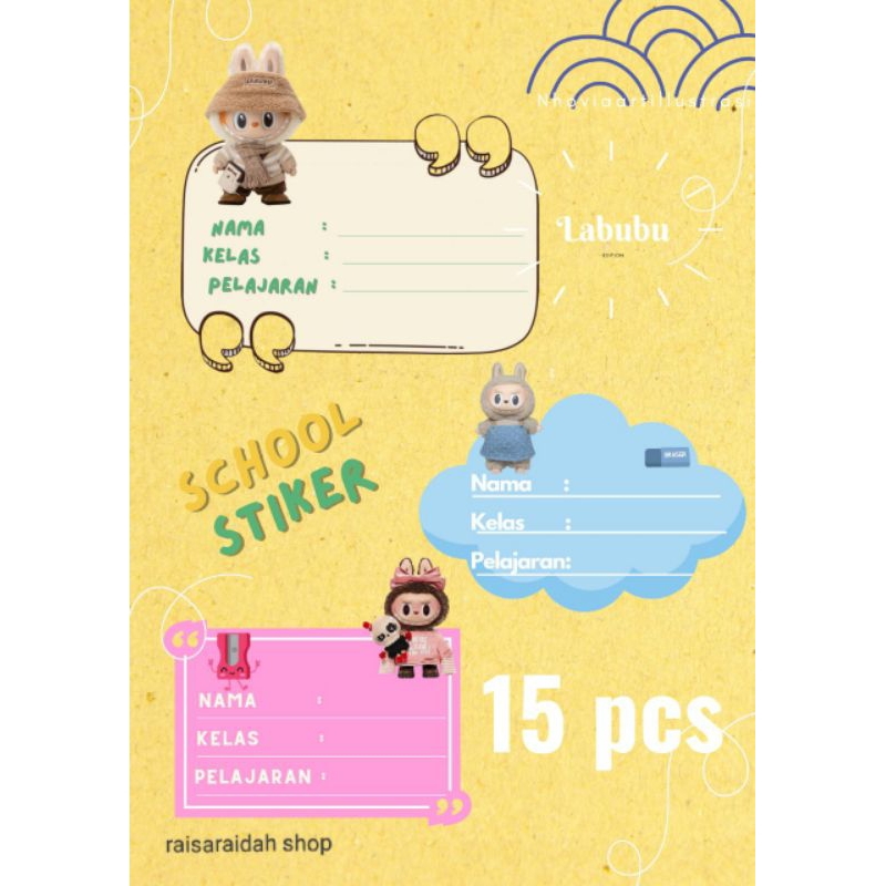 

ISI 20 Pcs Labubu Stiker Label Buku Sekolah Bisa Custom Gambar lain Isi 20pcs