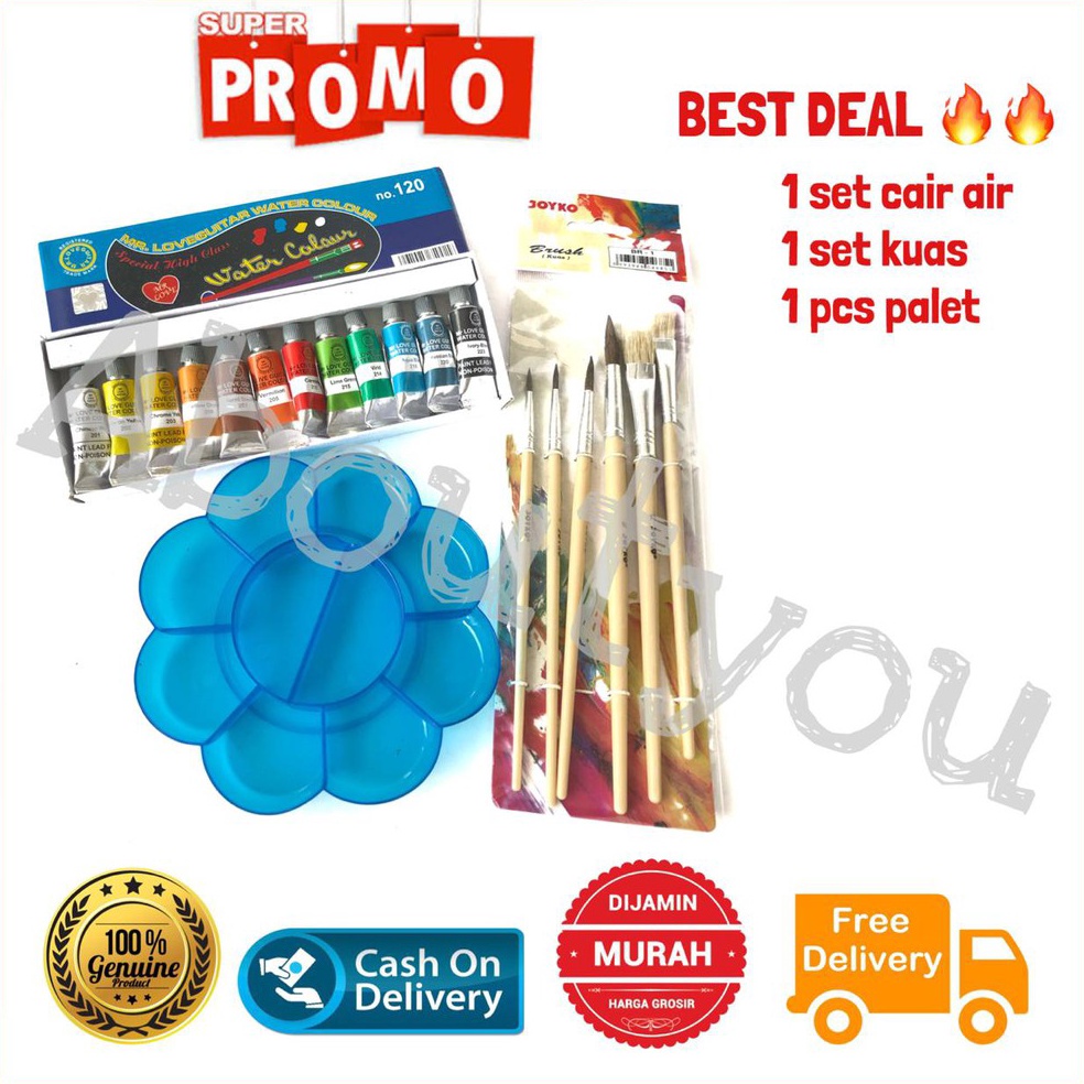 

Dijamin Keren Promo PAKET MELUKIS 3 in 1 Palet Kuas Cat Air lukis ART SET murah