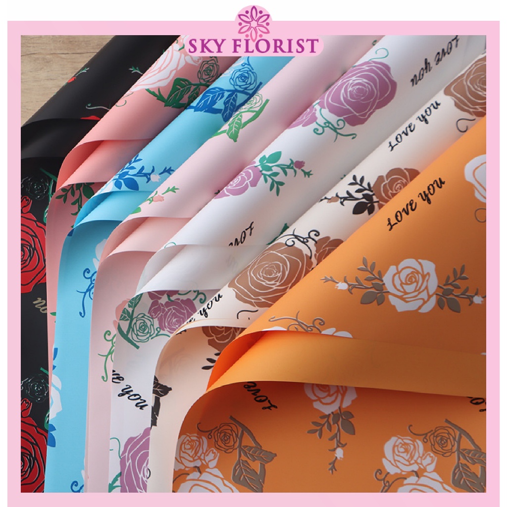 

Kertas Buket Flower Pattern Rose Mawar Cellophane Flower Wrapping Ecer Perlembar KB6177