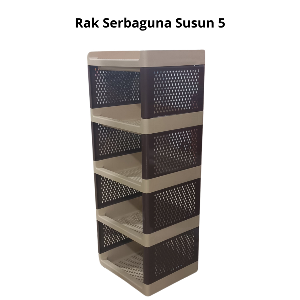 Rak Serbaguna Susun 5 / Rak Susun Plastik Serbaguna dengan roda