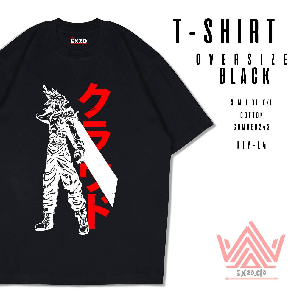 EXZO kaos FINAL FANTASY BLACK  | COTTON COMBED24S| BAJU POLOS BERGAMBAR FINAL FANTASY T-SHIRT