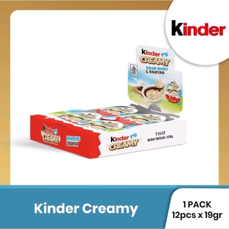 

1BOX isi12pcs Kinder Creamy Milky 19gr X 12 KINDER CREAMY Krim Susu & Renyah 19gr CAMILAN SEHAT SNACK SUSU