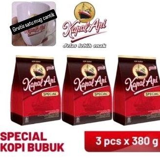 KAPAL API Special Merah 3 x 380gr /gratis satu mug kapal api