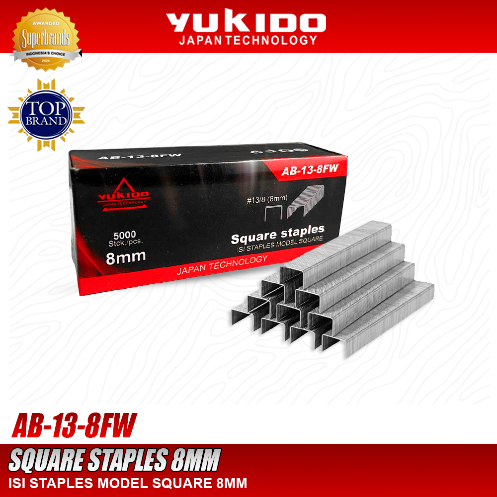 

YUKIDO Isi Staples 5.000Pcs Model Kotak Ukuran 13/8MM - AB13-8Fw