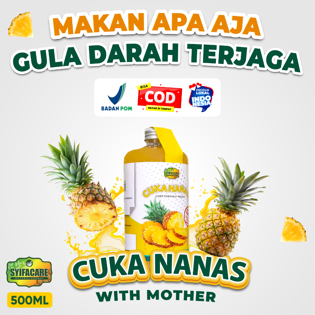 

Cuka Nanas With Mother Original 100% Organik 500ml Pineapple Cider Vinegar BPOM