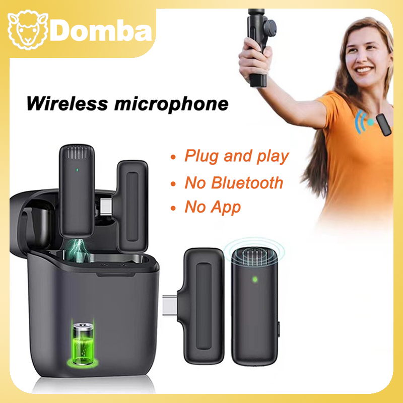 Mikrofon Nirkabel Lavalier dengan Kotak Pengisi Daya Wireless Microphone Mikrofon Lapel Mini Microph