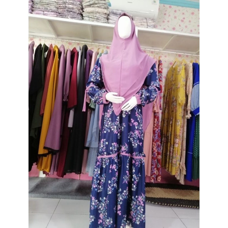 Gamis Dress motif bunga // gamis Remaja //gamis maxmara lux//kain maxmara //maxmara premium //gamis 