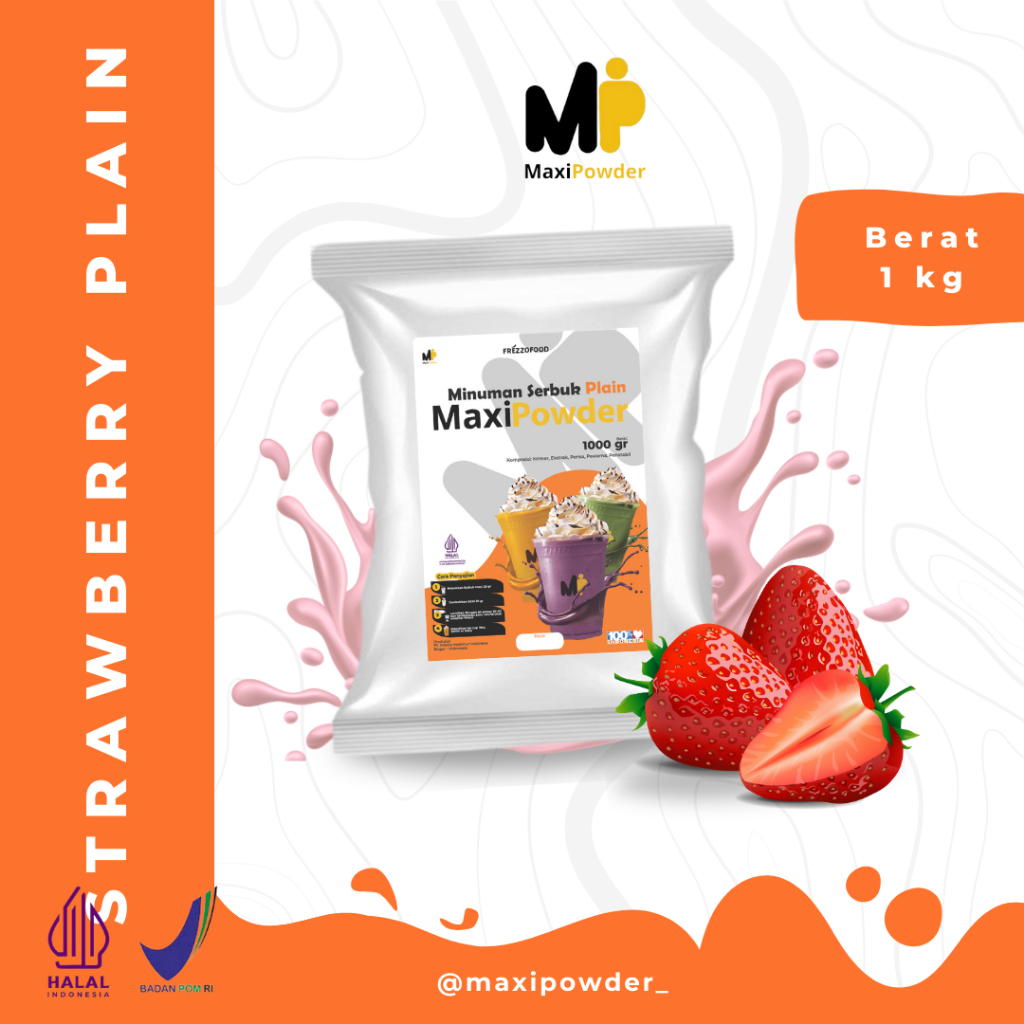 

Bubuk Minuman Rasa PLAIN STRAWBERRY 1kg / Minuman Kekinian Strawberry Termurah / MaxiPowder